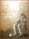 {Violinista de Lisboa (1998-99). Augaforte/augatinta (1998-99) sobre plancha de cobre de 32x25 cm. Papel "Creysse France", 57x38 cm.}